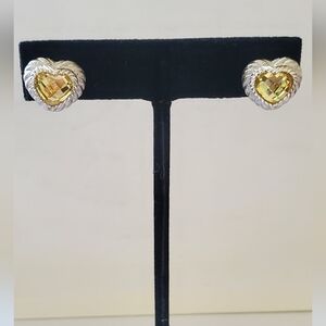 Judith Ripka Sterling & Citrine Heart Earrings